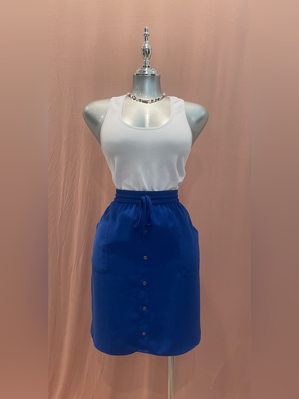 Apt. 9 Royal Blue Drawstring Button-Front Midi Skirt